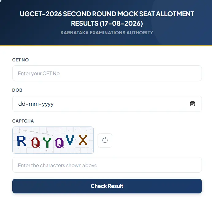 KCET 2026 Second Round Mock Seat Allotment Result